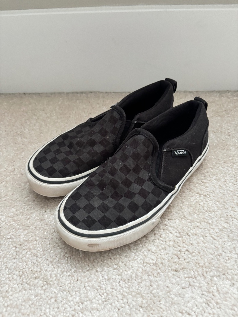 Vans Classic Slip-On Black Checkerboard Kids Youth Size 2